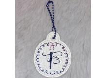 Stickdatei - ITH Anhänger Schleifchen Monogram F
